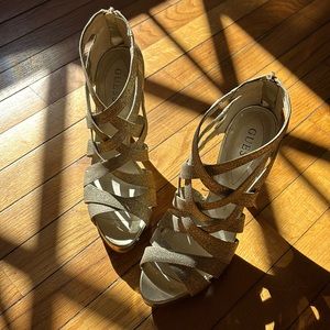 Guess glitter gold high heels.
